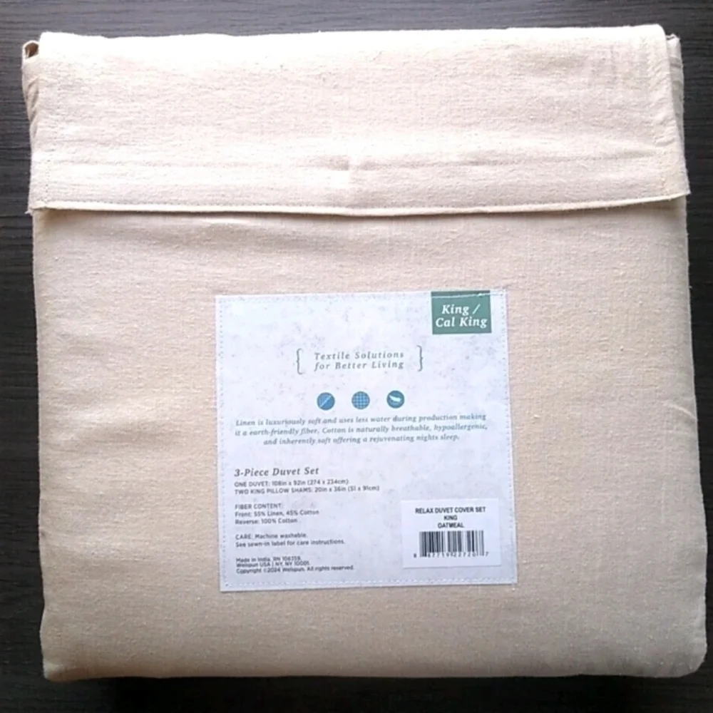 WelHome 3-Piece Relax Duvet Set Linen & Cotton OatmealFiber Content
